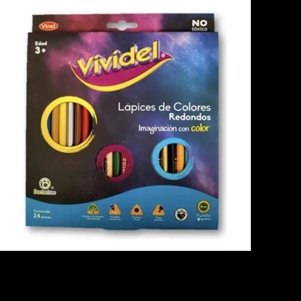 COLORES ESTUCHE C24 LARGOS VIVIDEL REDONDO